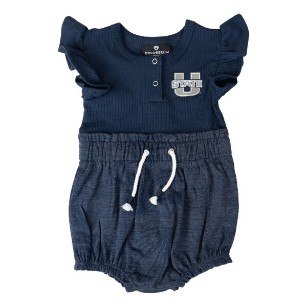 Utah State navy romper and bow headband navy